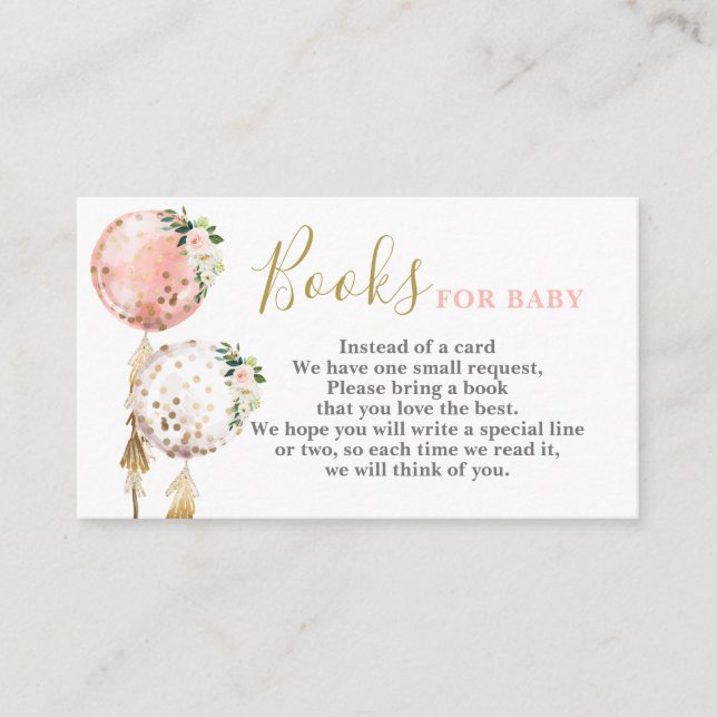 Livros para Cartão Bebê-Rosa Balões (Frente)