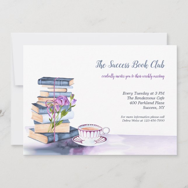 Livros para Ler Convite do Clube de Livros (Frente)