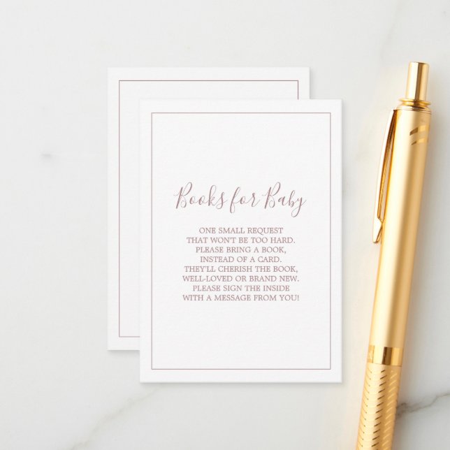 Livros Rosa Dourados minimalistas para cartão de b (Frente/Verso In Situ)