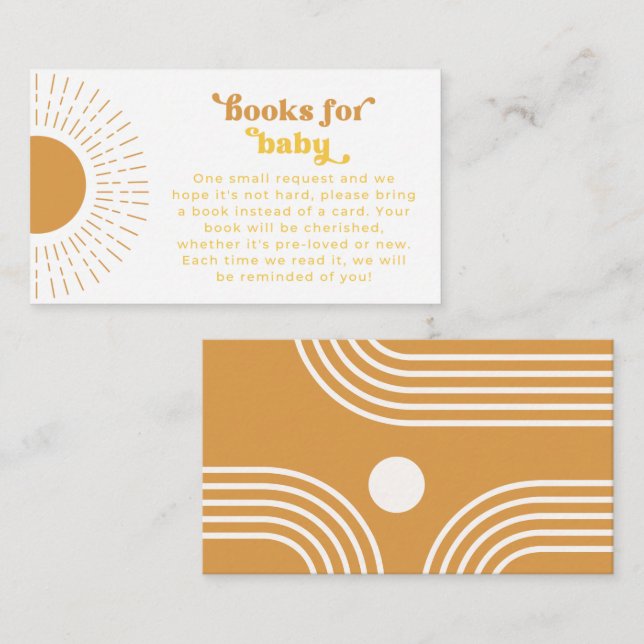 Livros Sun Para Cartão De Inserção De Bebê | Cartã (Frente/Verso)