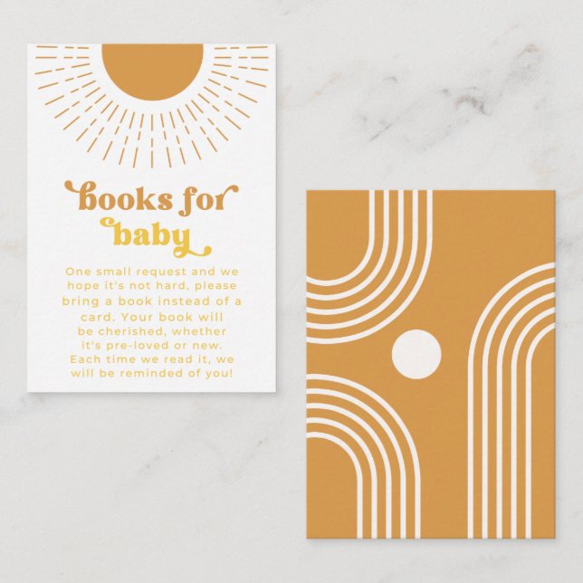 Livros Sun Para Cartão De Inserção De Bebê | Cartã (Frente/Verso)