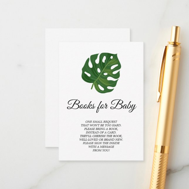 Livros tropicais de palma para cartão de bebê (Frente/Verso In Situ)