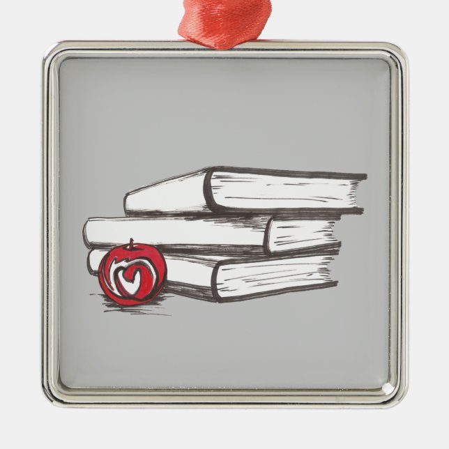 Livros + Um ornamento | de Apple | customizável (Frente)