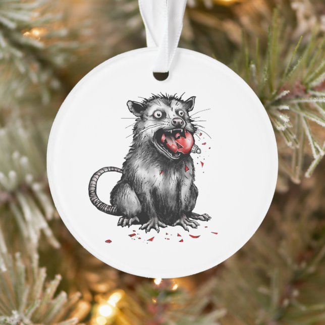 Lixo de Natal com Gambá comendo enfeite de vidro (Árvore)