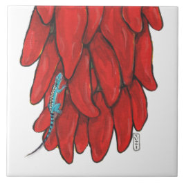 Lizard e Red Chile Pepper Ristra Mural