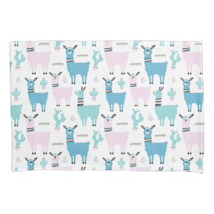 Llama Alapaca Animal Patterno Azul Animais Rosa