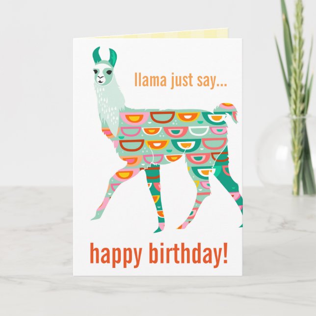 Llama Apenas Diz Feliz Aniversário - Cartão Llama  (Frente)