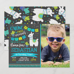 Llama Birthday Convite à Festa Inteira de Diversão