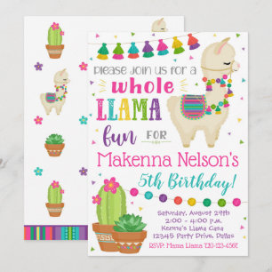 Llama Birthday - Convite para o Festa Llama