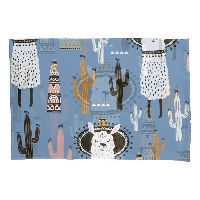 Llama, Cactus, Padrão De Elementos Desenhados À Mã (Frente)