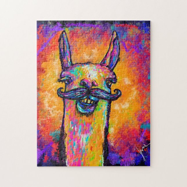 Llama com bigode - Quebra-cabeça 11x14 (Vertical)