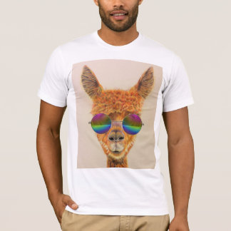 LLAMA COM CAMISETAS DE CAMADAS-T DE ESCRAÇOS DE CA