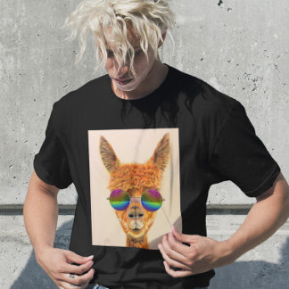 LLAMA COM CAMISETAS DE CAMADAS-T DE ESCRAÇOS DE CA