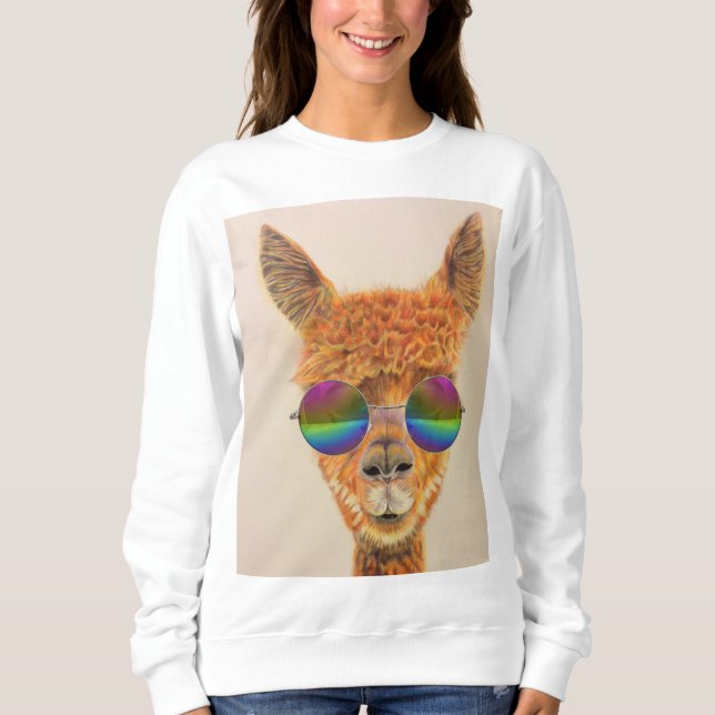 LLAMA COM CAMISETAS DE CAMADAS-T DE ESCRAÇOS DE CA (Frente)