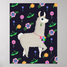 Llama com Impressão de Arte Flores