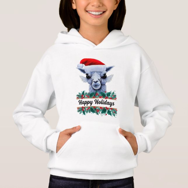 Llama com Santa Hat Hoodie (Frente)