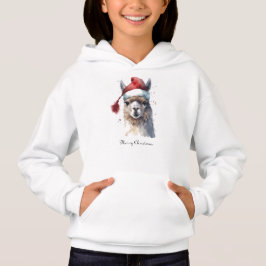Llama de Natal em Aquarela com Chapéu de Papai Noe