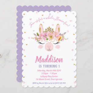 Llama Diversão Aniversário Convites Meninas Alpaca