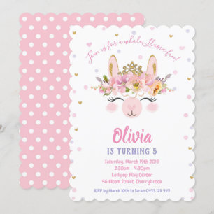 Llama Divertido Aniversário Convites Meninas Alpac