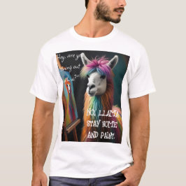 Llama Fica em casa e a camiseta do artista de pint