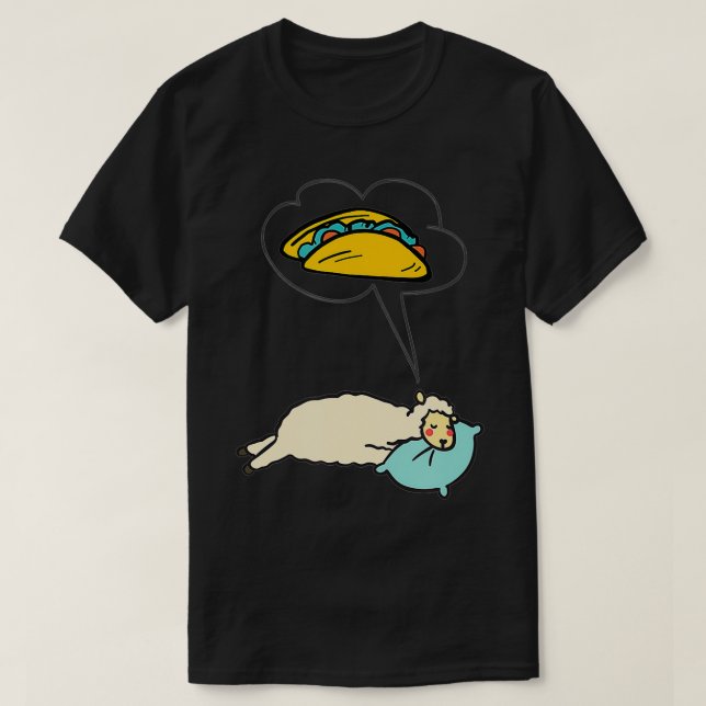 Llama ou Ovelha sonha com camiseta taco (Frente do Design)