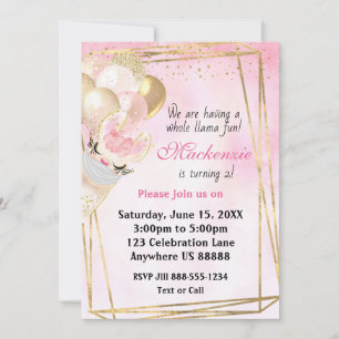 Llama Qualquer Convite De Aniversário De Idade