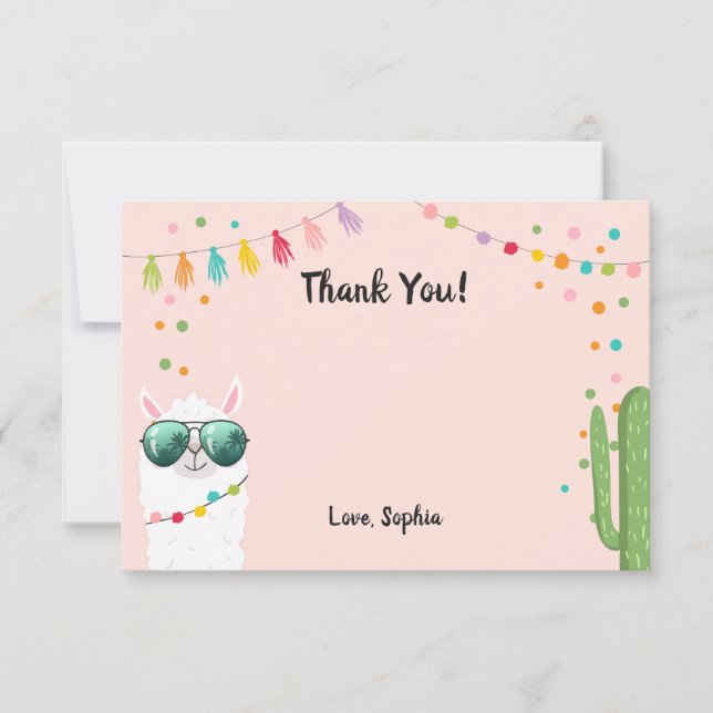 Llama Rama Cartões de agradecimentos Fiesta Party  (Frente)