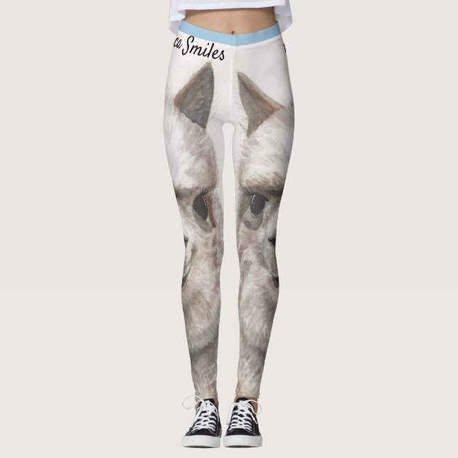 Llama Sorri com Leggings originais de arte (Frente)