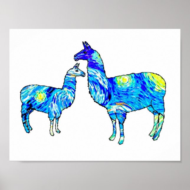 Llama Starry Night, Van Gogh, Poster (Frente)