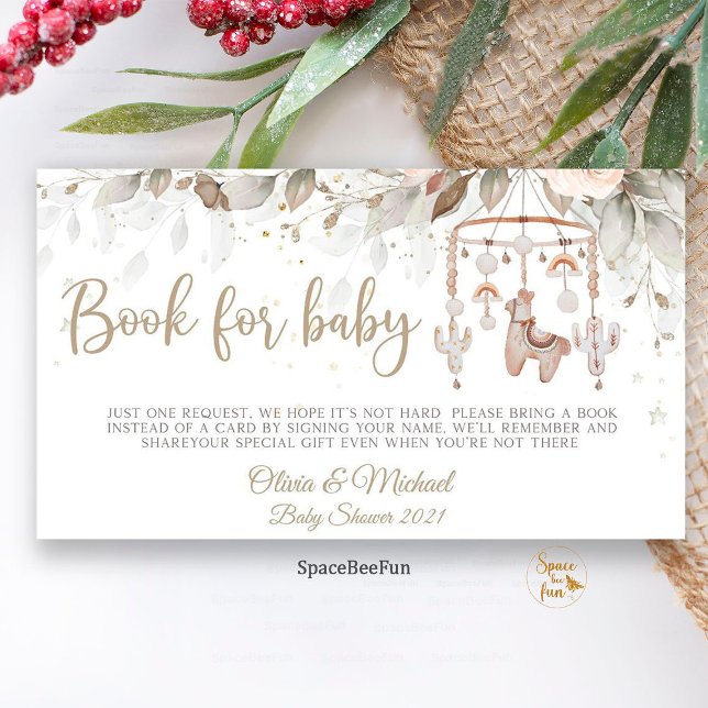 Llama Toys Boho Solicitação de Folheto Cartão (Llama Toys Boho Book,for baby,Request Enclosure Card,Baby Shower Alpak Boho,Shower Cute Baby Llama,)
