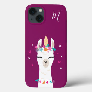 Llamacorn   Cartoon Kawaii Unicorn Llama Monograma