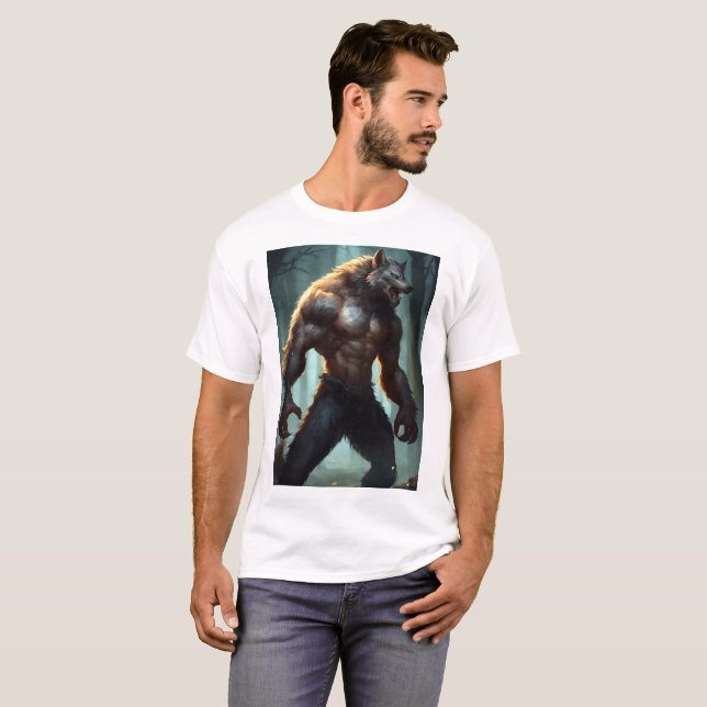 Lobisomem prateado: corpo do Design de Camiseta do (Frente Completa)