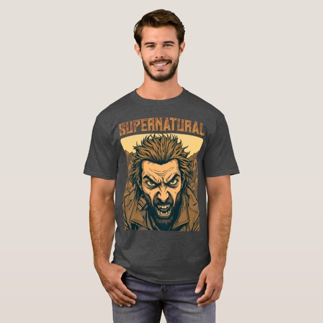 Lobisomem Retro - Camisa T Supernatural (Frente Completa)