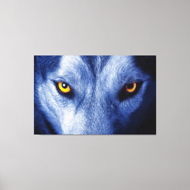 Lobo Azul Com Linda Canvas De Olhos Brilhantes (Frente)