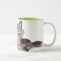 Lobo bonito do pai dos desenhos animados e caneca