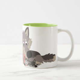 Lobo bonito do pai dos desenhos animados e caneca