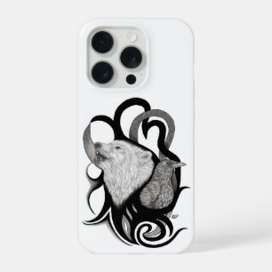 Lobo Branco com Arte Tribal de Corvo