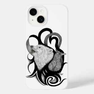 Lobo Branco com Arte Tribal Raven