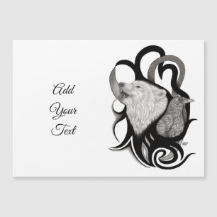 Lobo Branco com Arte Tribal Raven