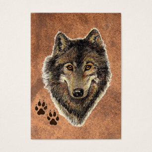 Lobo cinzento da aguarela original do ATC de ACEO