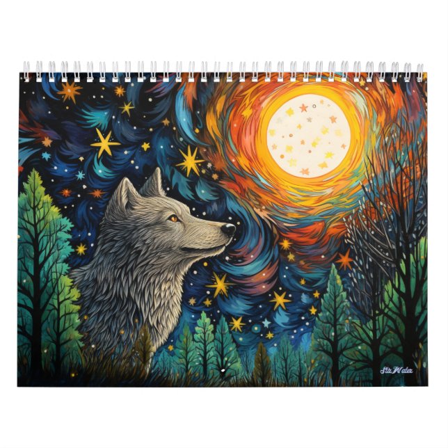 lobo-da-floresta manchado com calendário lua 2024 (Capa)