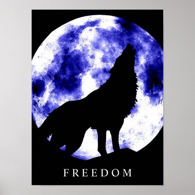 Lobo da Liberdade Motivacional Usa Poster Silhouet (Frente)