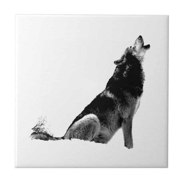 Lobo-de-Howling Branco-Preto (Frente)