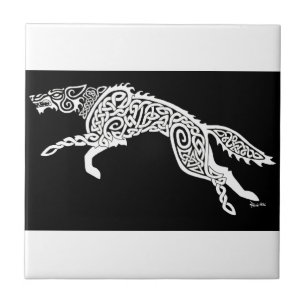 Lobo de Knotwork, branco no preto