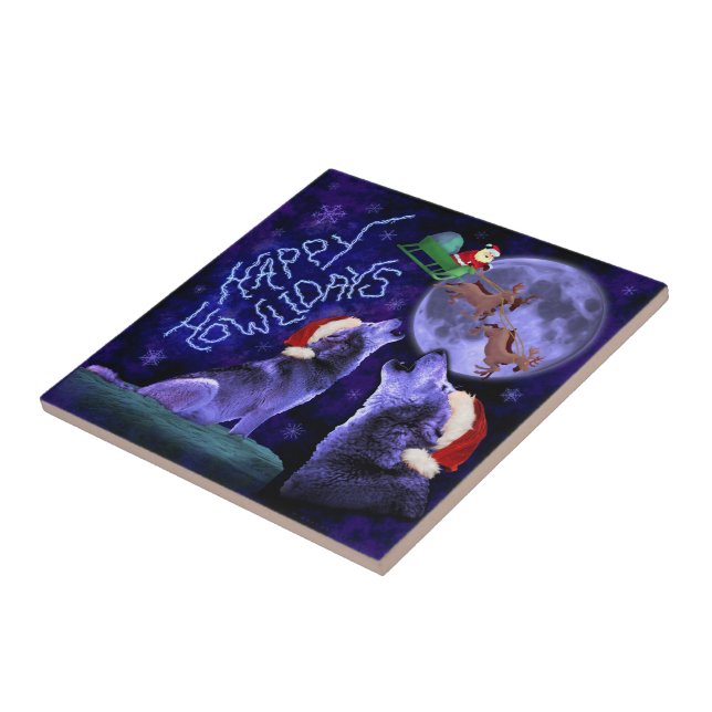 Lobo de Natal Engraçado Howlidays Pun Humoroso (Lateral)