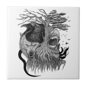 Lobo e Raven com crânio