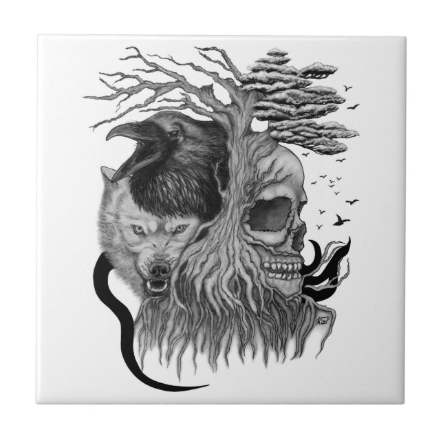 Lobo e Raven com crânio (Frente)