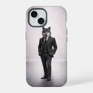 Lobo Elegante em Retrato de Terno Clássico