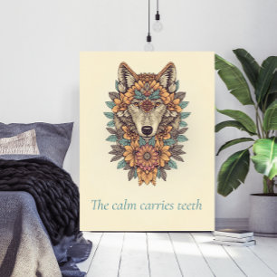 Lobo Floral Boho Citação Arte de Parede Poster