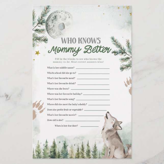 Lobo Florestal Que Conhece Jogos Melhores Mamães (Frente)